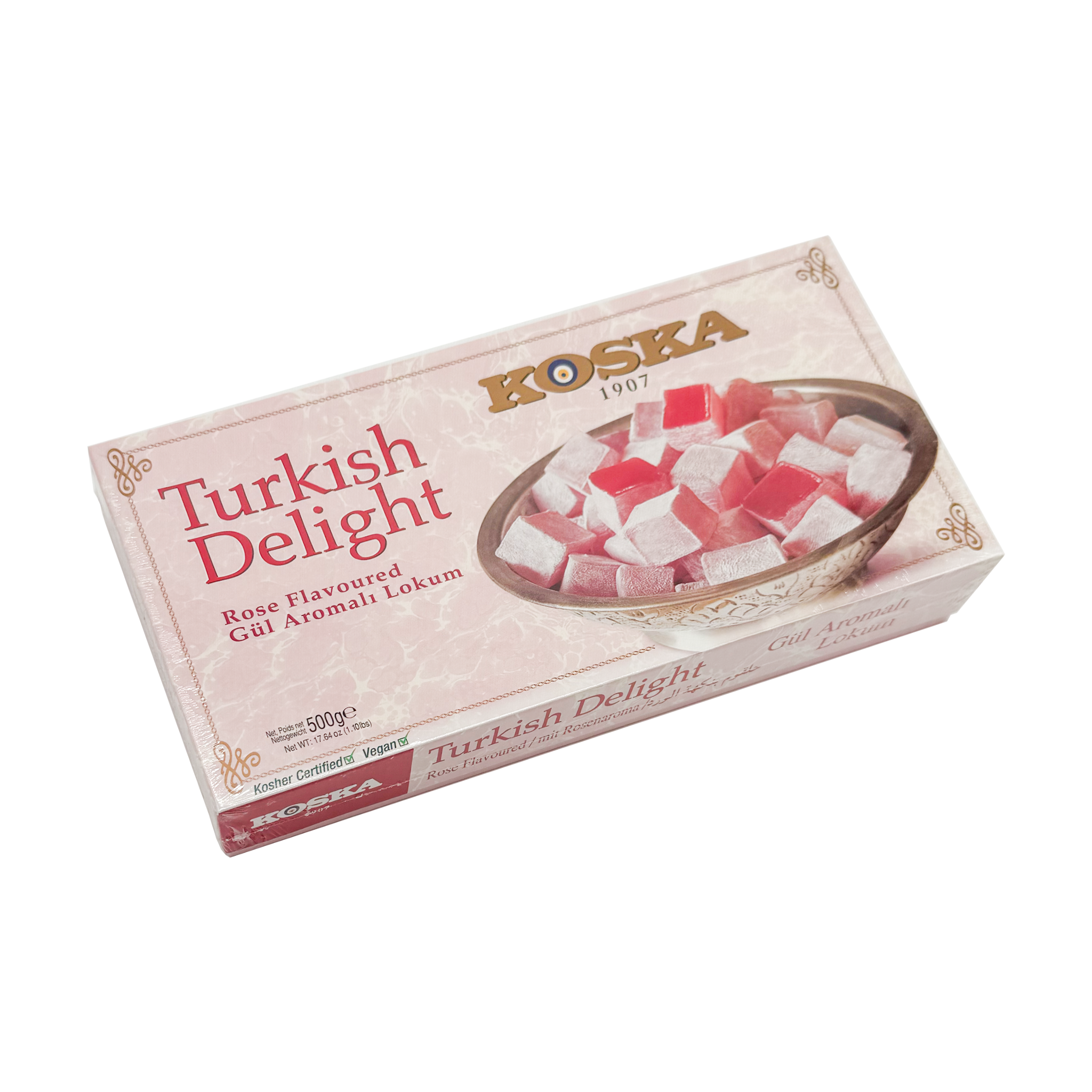 コスカ ローズフレーバーロクム 500g | Koska Gül Aromalı Lokum | Turkish Delight with Rose Flavoured