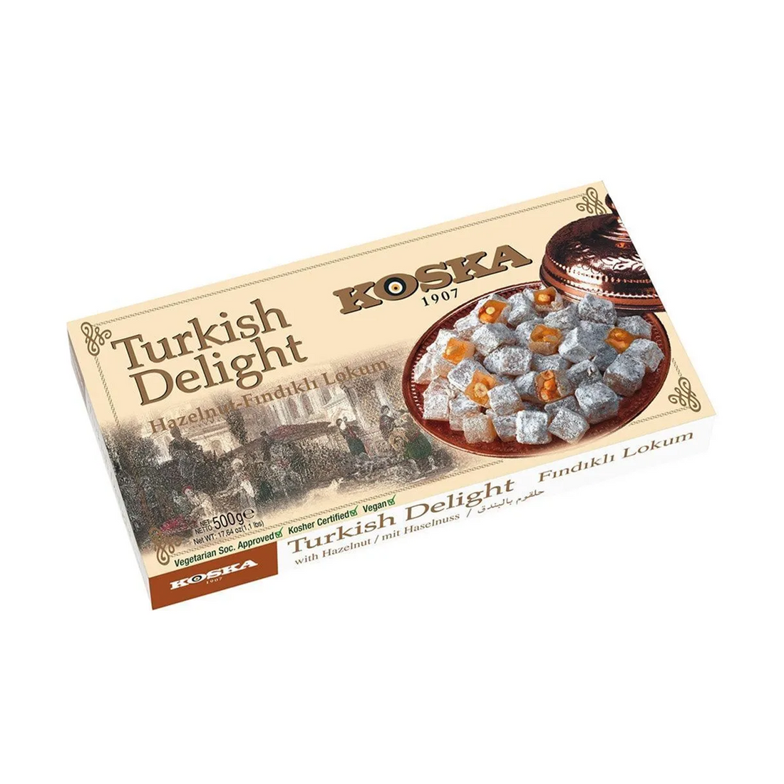 コスカ ヘーゼルナッツ ロクム 500g | Koska Fındıklı Lokum | Turkish Delight with Hazelnut