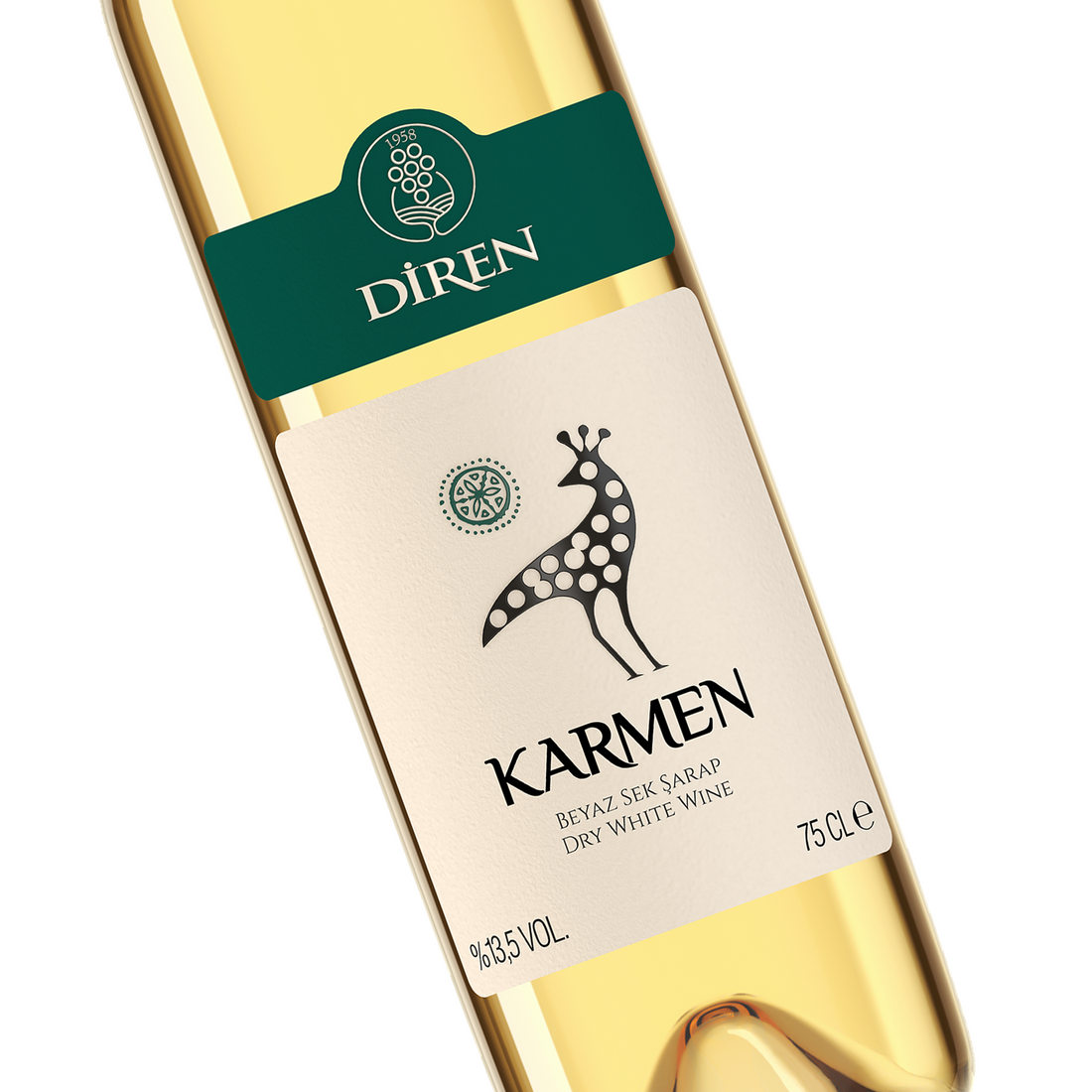 Diren Karmen White 750ml Dry Turkish Wine | Diren Karmen Beyaz Sek Sarap | Dry White Wine